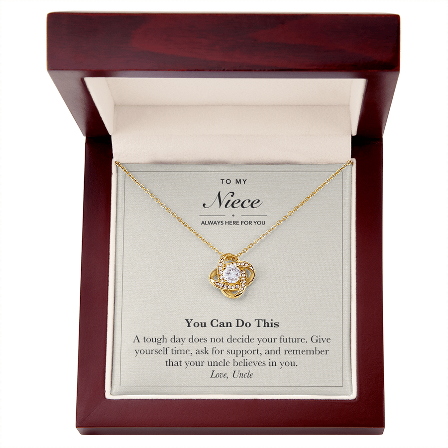 To My Niece Encouragement Love Knot Necklace – You Can Do This