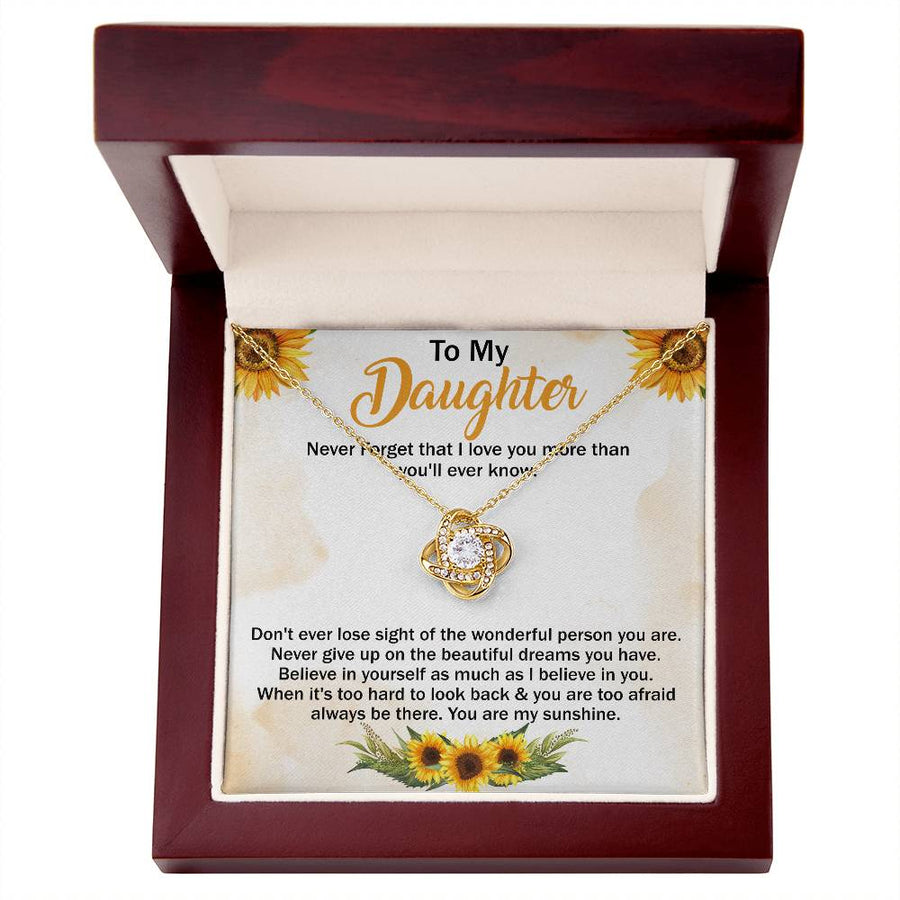 To My Daughter Necklace Gift from Mom, Never Forget That You Are My Sunshine