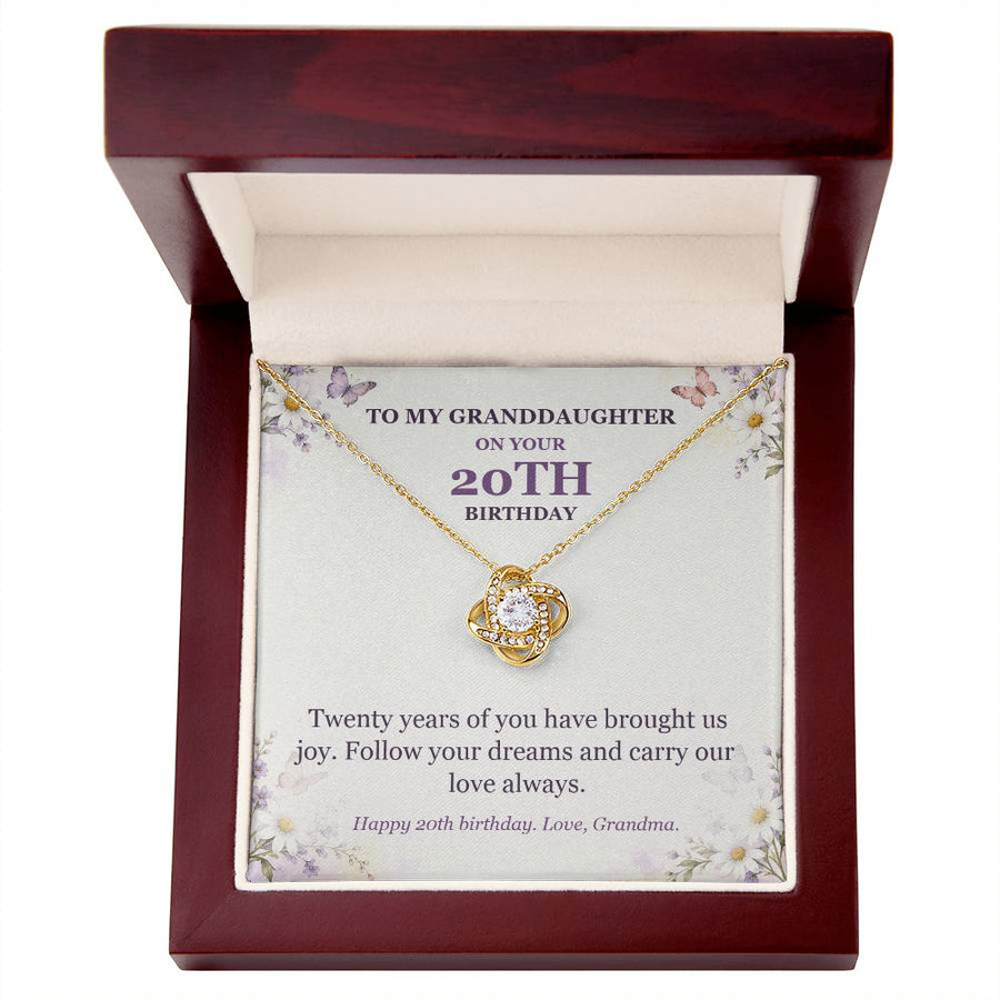 To My Granddaughter 20th Birthday Love Knot Necklace from Grandma
