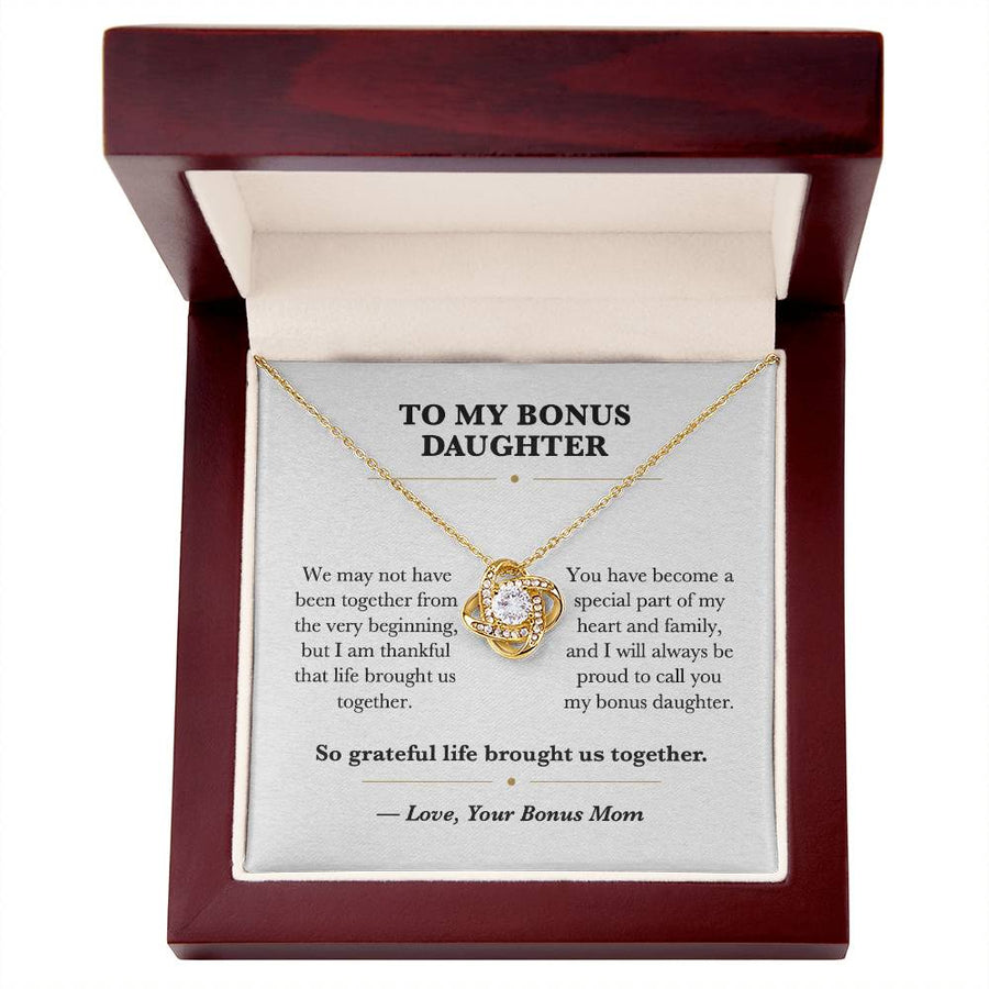 To My Bonus Daughter Love Knot Necklace Gift from Bonus Mom