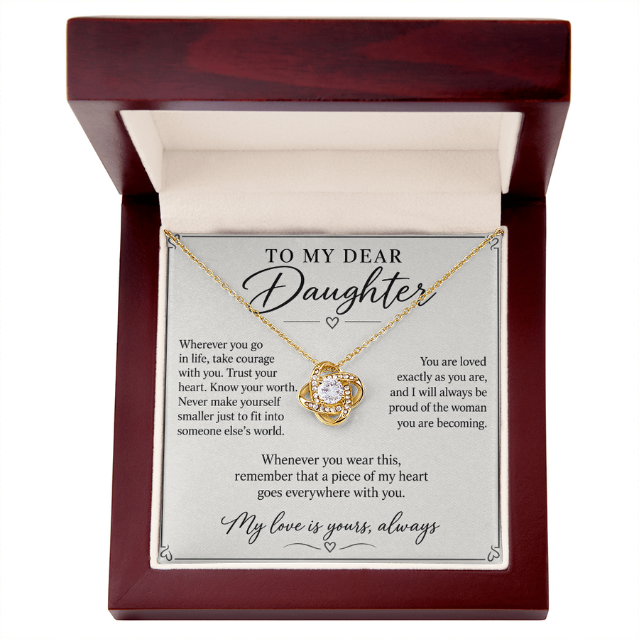 To My Dear Daughter My Love Is Yours Love Knot Necklace Gift