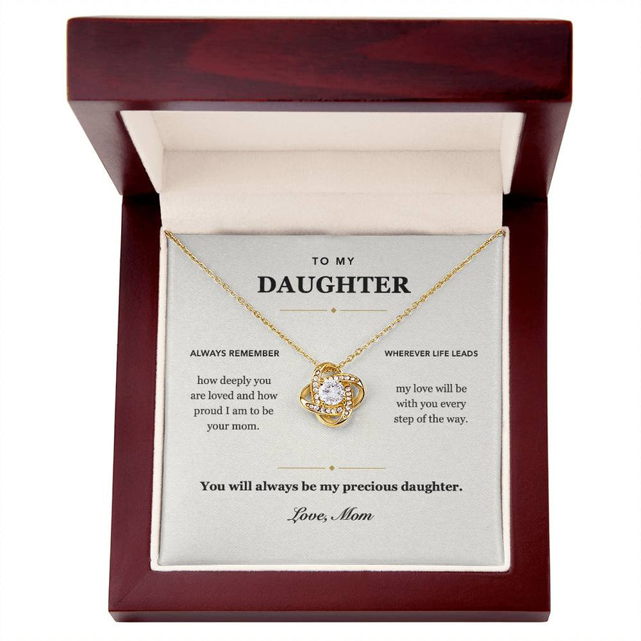 To My Daughter Deeply Loved Love Knot Necklace Gift from Mom