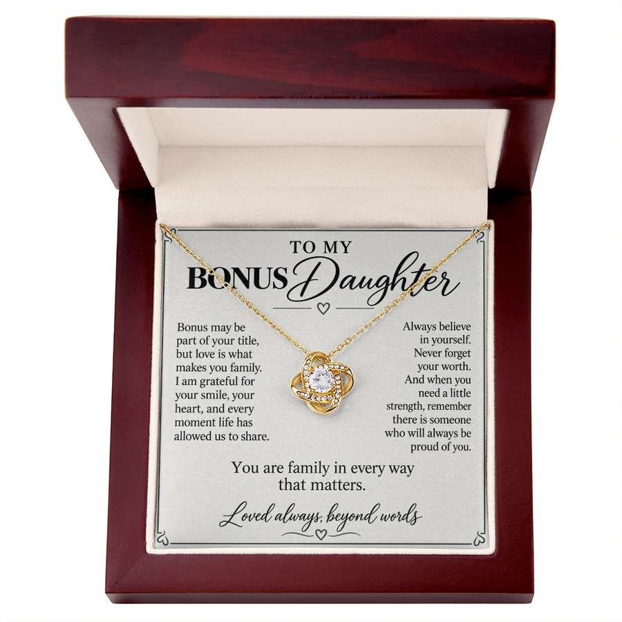 To My Bonus Daughter Family in Every Way Love Knot Necklace Gift