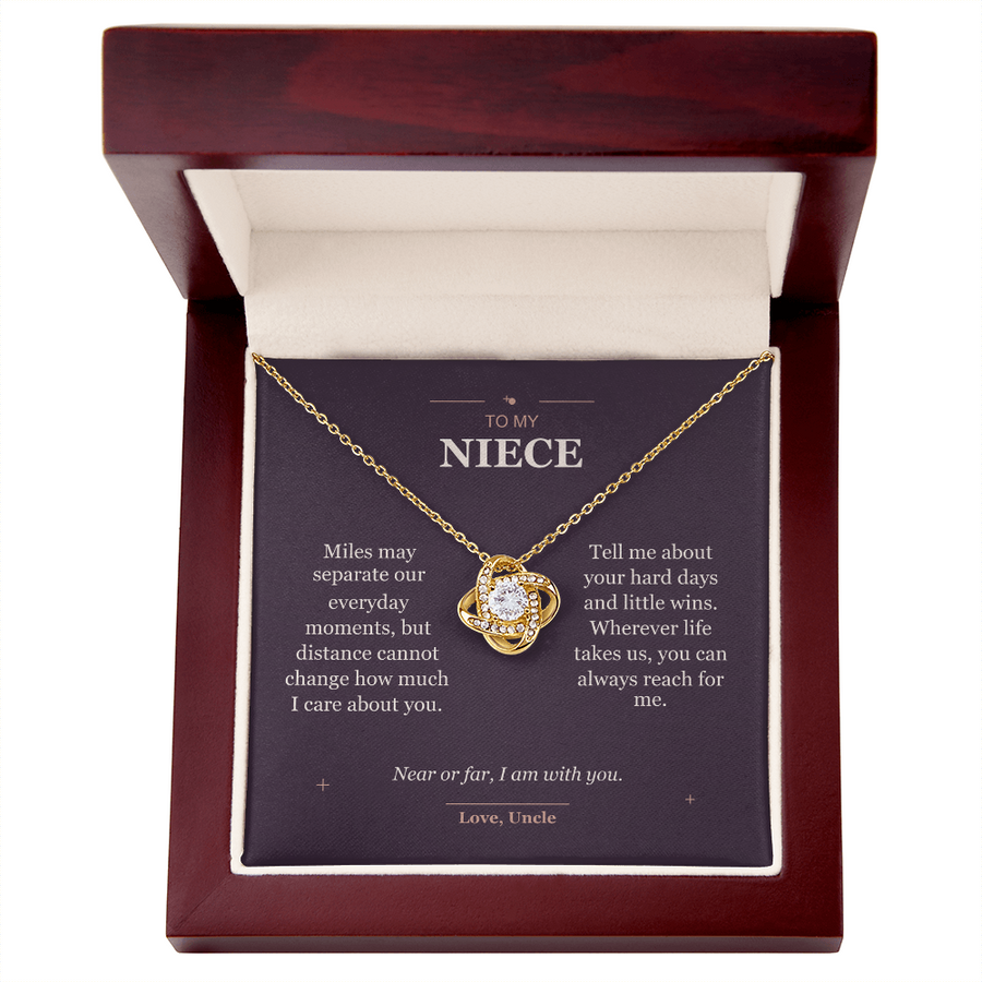 To My Niece, Close Across Miles - Love Knot Necklace