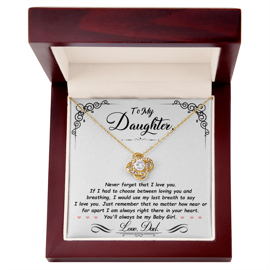 To My Daughter Necklace from Mom and Dad, Birthday, Graduation, Christmas Love Knot Necklace for Her
