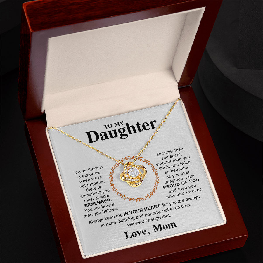 To My Daughter Necklace – Love Knot Pendant, Never Forget I Love You Gift from Dad