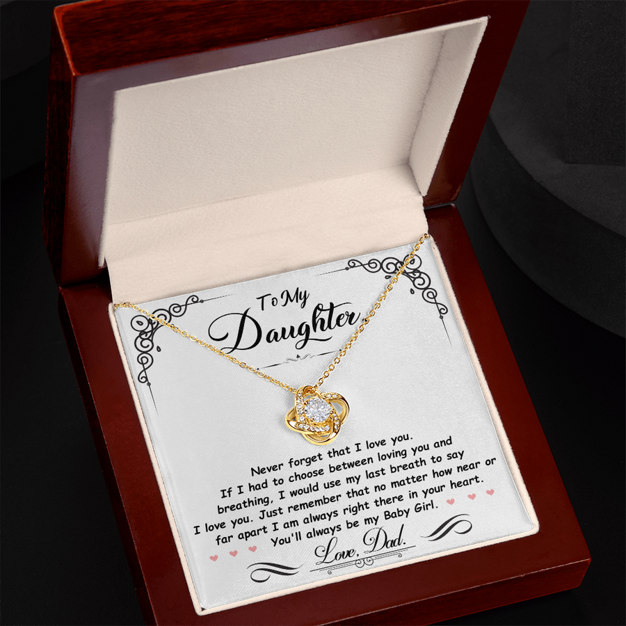 To My Daughter Necklace from Mom and Dad, Birthday, Graduation, Christmas Love Knot Necklace for Her