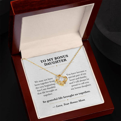 Load image into Gallery viewer, To My Bonus Daughter Love Knot Necklace Gift from Bonus Mom
