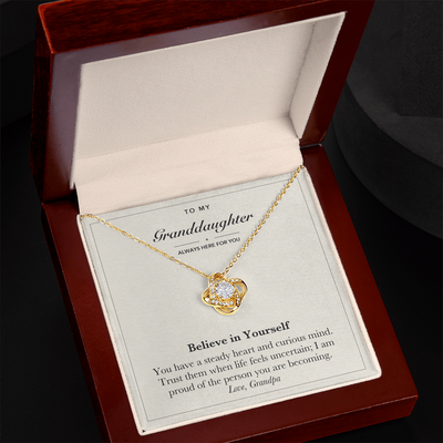 Load image into Gallery viewer, Granddaughter Encouragement Love Knot Necklace – Believe in Yourself
