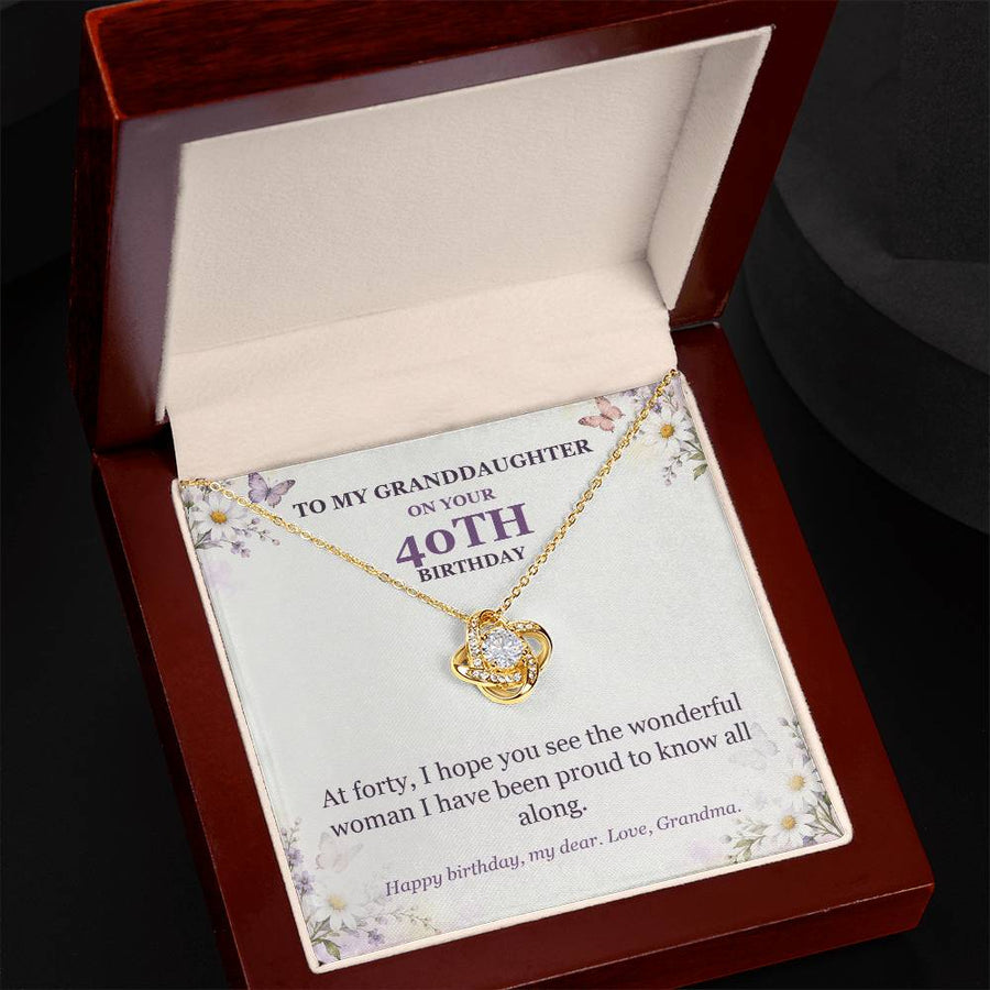 To My Granddaughter 40th Birthday Love Knot Necklace from Grandma
