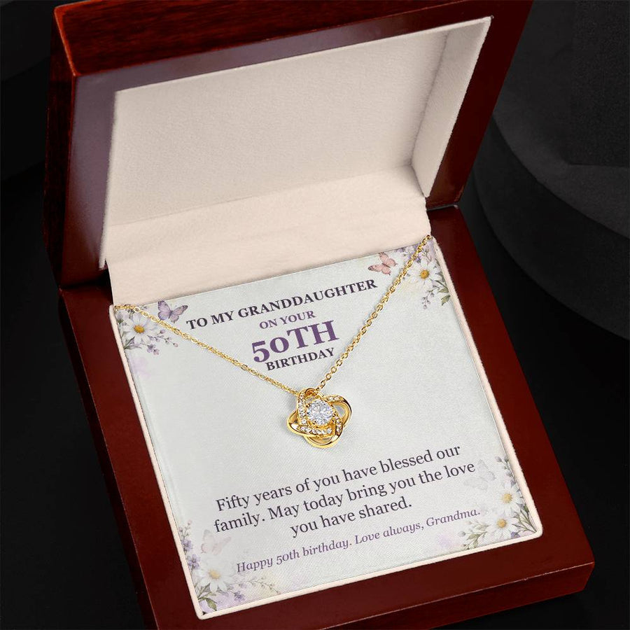 To My Granddaughter 50th Birthday Love Knot Necklace from Grandma