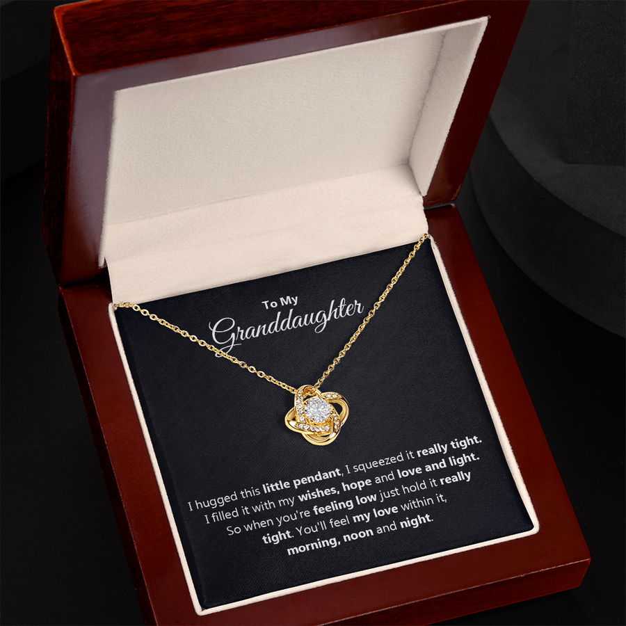 To My Granddaughter Gifts – Love Knot Necklace from Grandma or Grandpa with Heartfelt Message Card