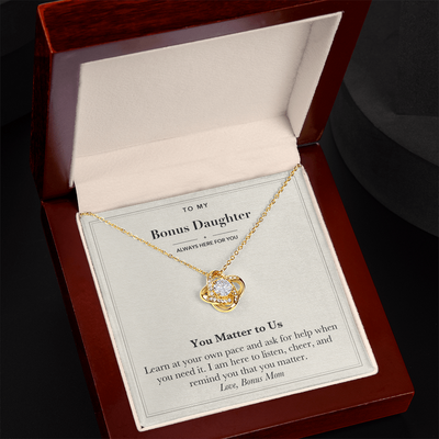 Load image into Gallery viewer, Bonus Daughter Encouragement Love Knot Necklace – You Matter to Us
