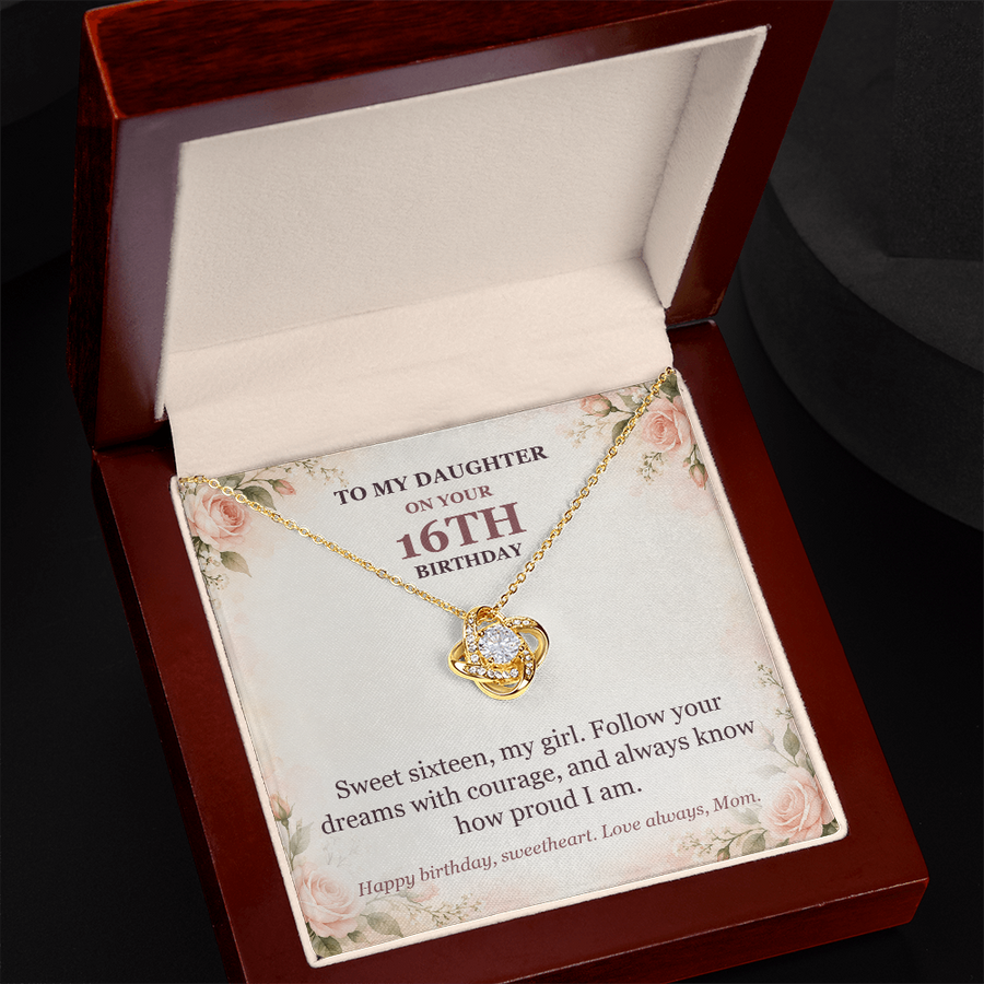 To My Daughter 16th Birthday Love Knot Necklace from Mom