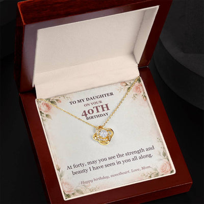 Load image into Gallery viewer, To My Daughter 40th Birthday Love Knot Necklace from Mom
