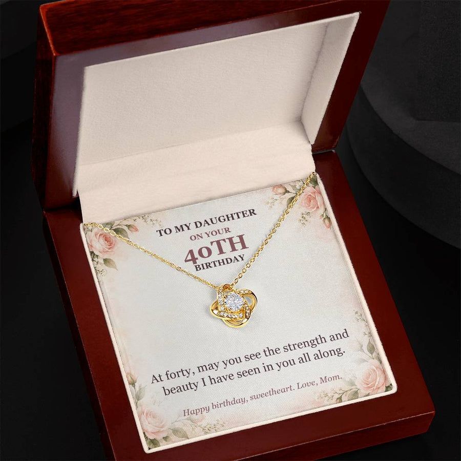 To My Daughter 40th Birthday Love Knot Necklace from Mom