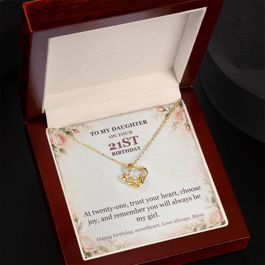 To My Daughter 21st Birthday Love Knot Necklace from Mom