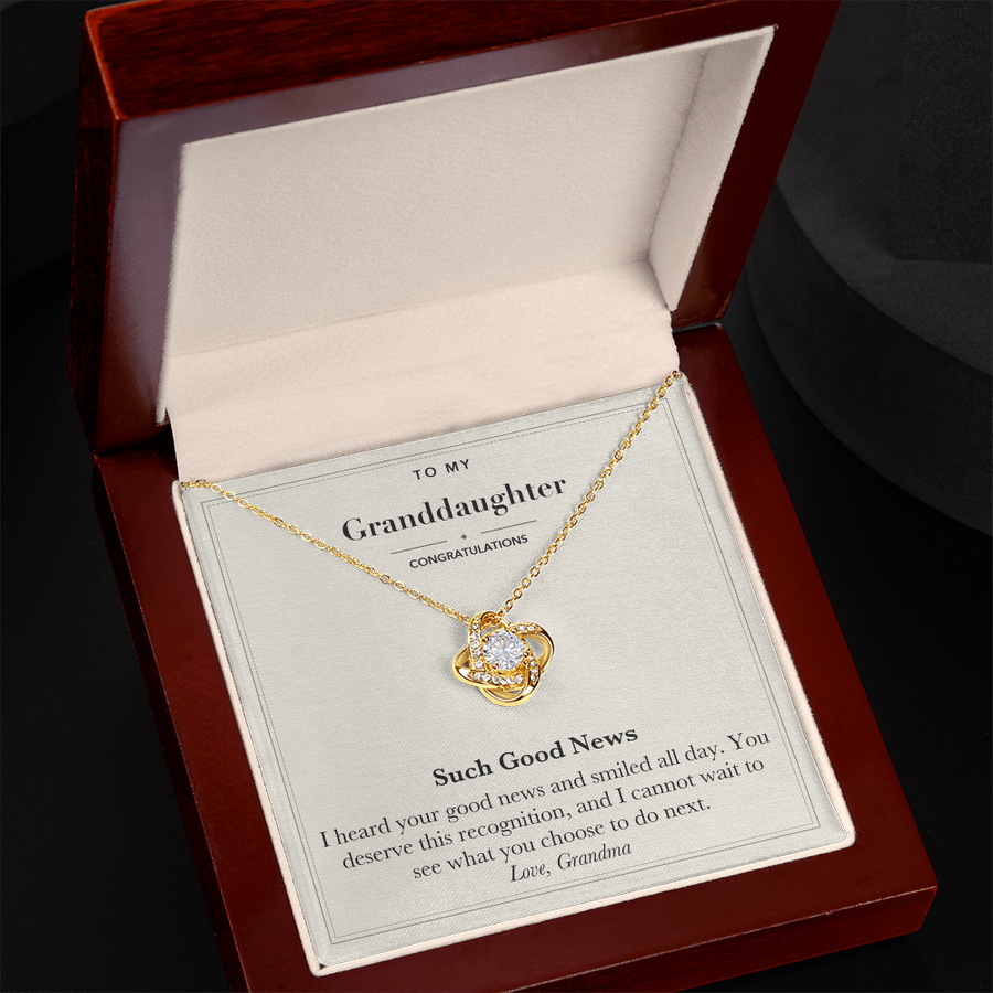 Granddaughter Congratulations Love Knot Necklace – Such Good News
