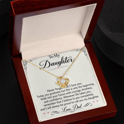 Load image into Gallery viewer, Daughter Graduation Love Knot Necklace from Dad - Walk Forward with Courage
