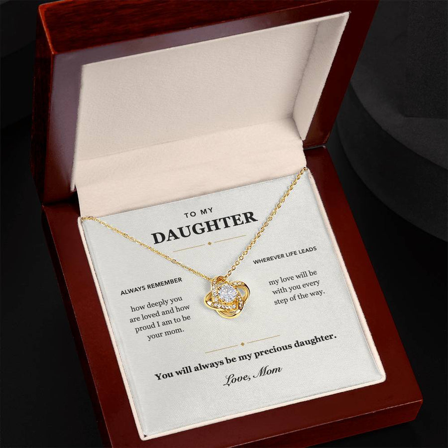 To My Daughter Deeply Loved Love Knot Necklace Gift from Mom