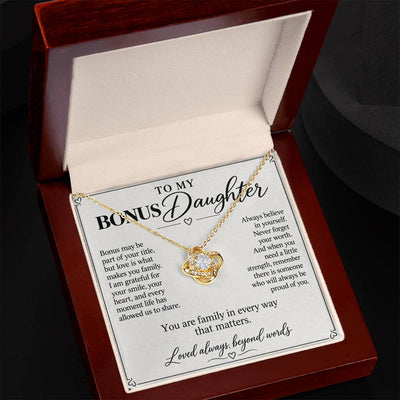 Load image into Gallery viewer, To My Bonus Daughter Family in Every Way Love Knot Necklace Gift
