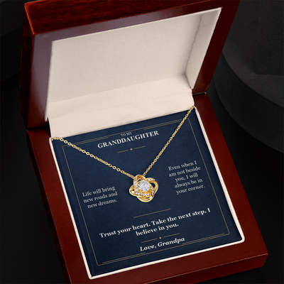 Load image into Gallery viewer, To My Granddaughter Love Knot Necklace from Grandpa | Always in Your Corner
