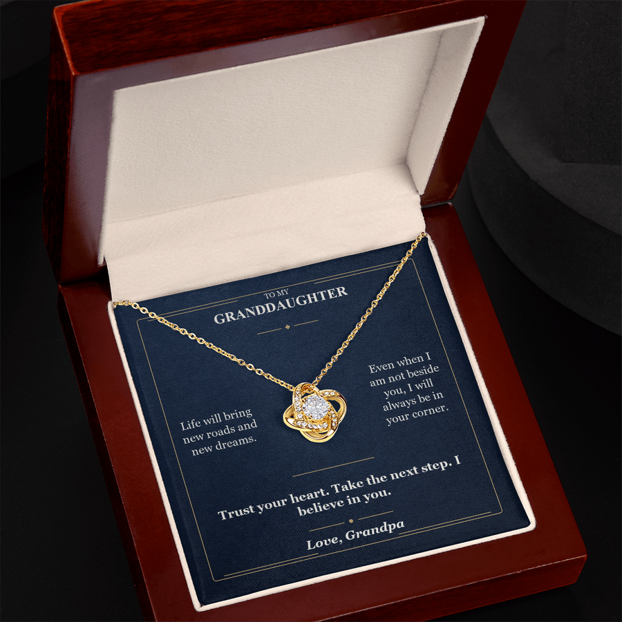To My Granddaughter Love Knot Necklace from Grandpa | Always in Your Corner