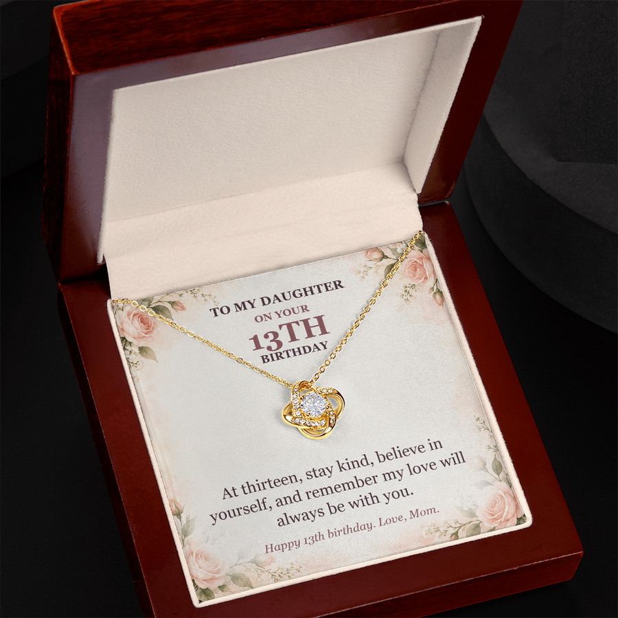 To My Daughter 13th Birthday Love Knot Necklace from Mom