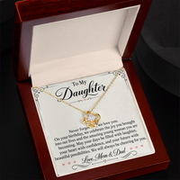 Load image into Gallery viewer, Daughter Birthday Love Knot Necklace from Mom &amp; Dad - Always Cheering for You
