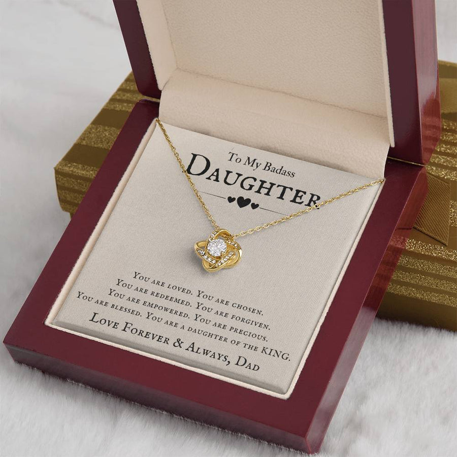 To My Badass Daughter Necklace from Dad, You Are Loved, Chosen, You Are a Daughter of the King