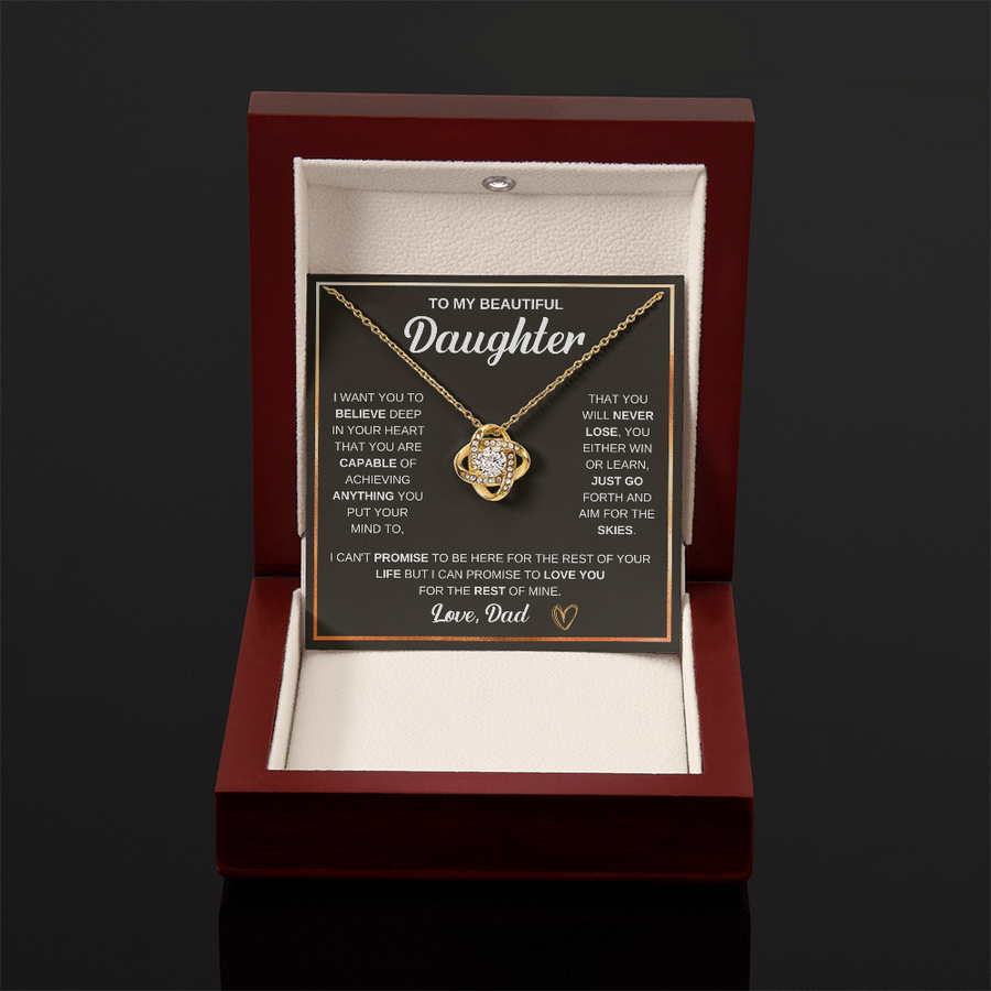 To My Daughter Love Knot Necklace Gift From Mom with Message Card & Gift Box