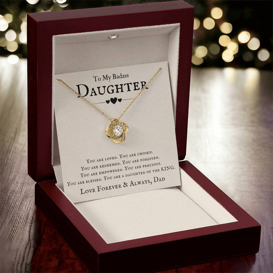 To My Badass Daughter Necklace from Dad, You Are Loved, Chosen, You Are a Daughter of the King