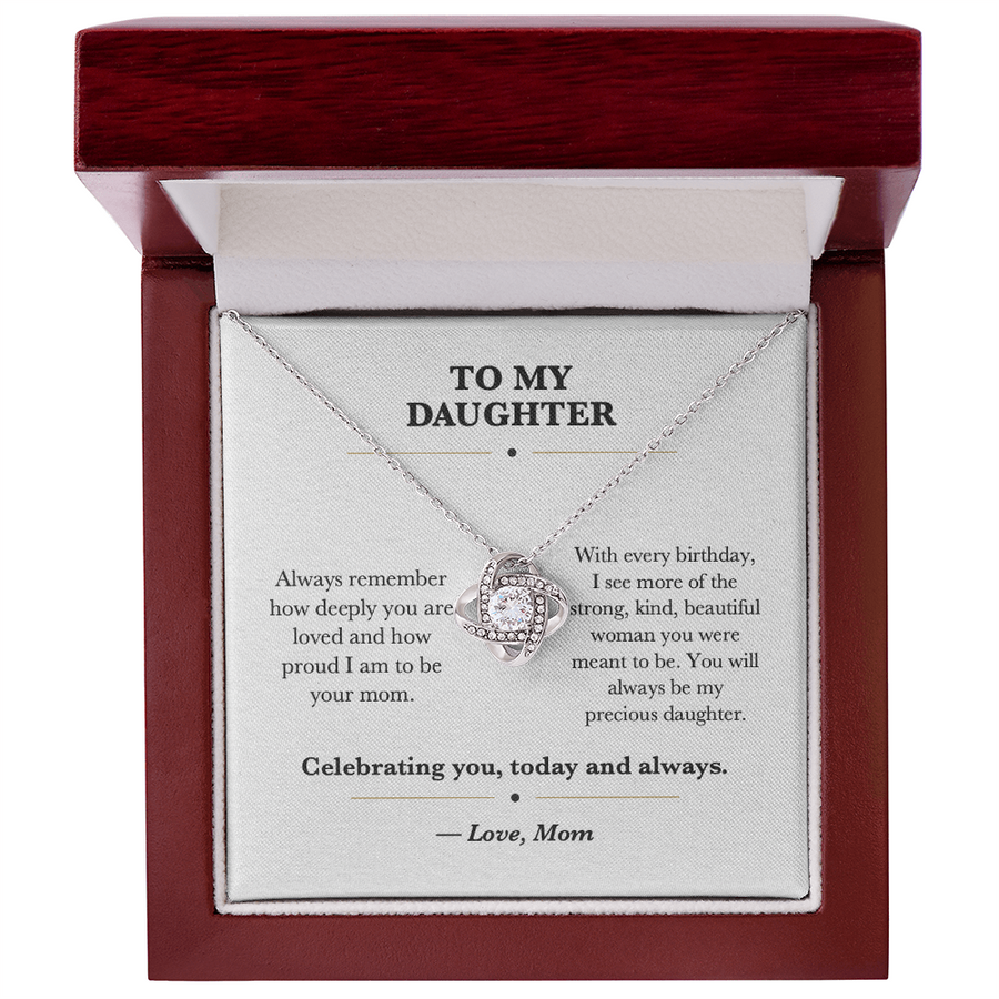 To My Daughter Birthday Love Knot Necklace Gift from Mom