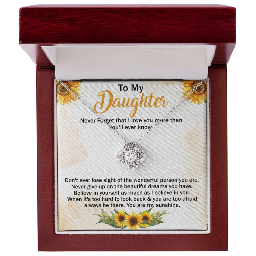 To My Daughter Necklace Gift from Mom, Never Forget That You Are My Sunshine