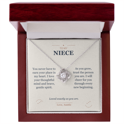 Load image into Gallery viewer, To My Niece, Loved Exactly As You Are - Love Knot Necklace
