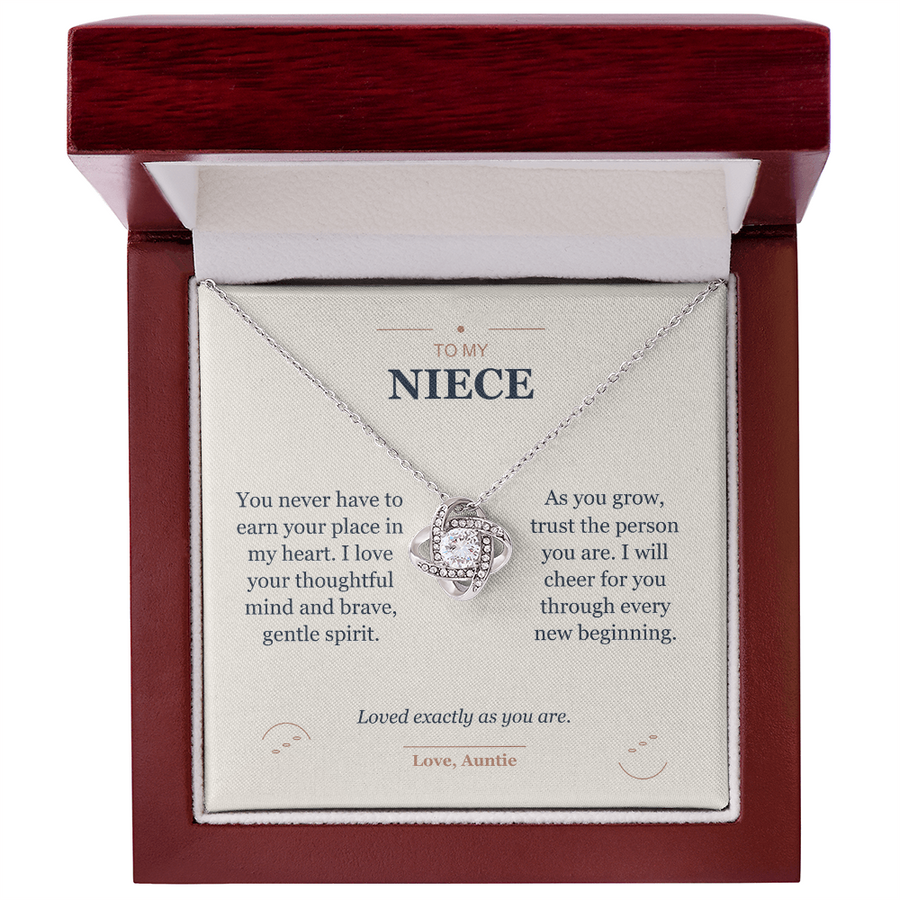 To My Niece, Loved Exactly As You Are - Love Knot Necklace