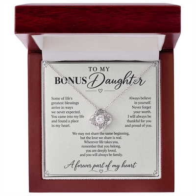 Load image into Gallery viewer, To My Bonus Daughter Forever in My Heart Love Knot Necklace Gift
