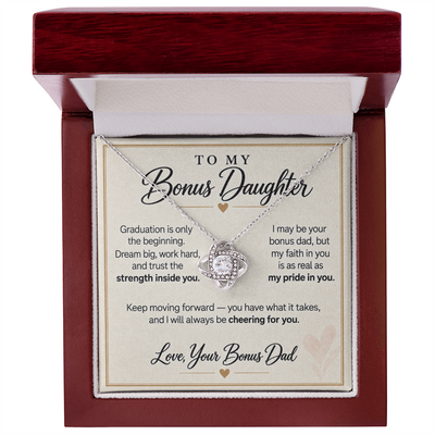 Load image into Gallery viewer, Bonus Daughter Graduation Love Knot Necklace from Bonus Dad - Cheering for You
