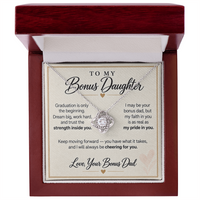 Load image into Gallery viewer, Bonus Daughter Graduation Love Knot Necklace from Bonus Dad - Cheering for You
