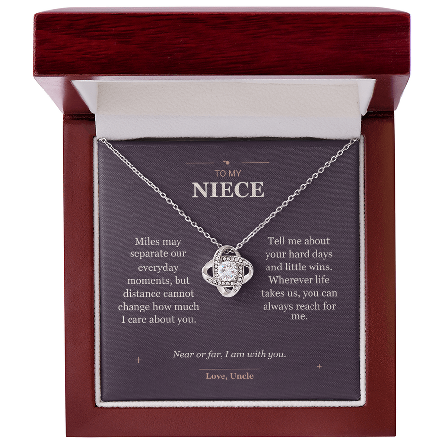 To My Niece, Close Across Miles - Love Knot Necklace
