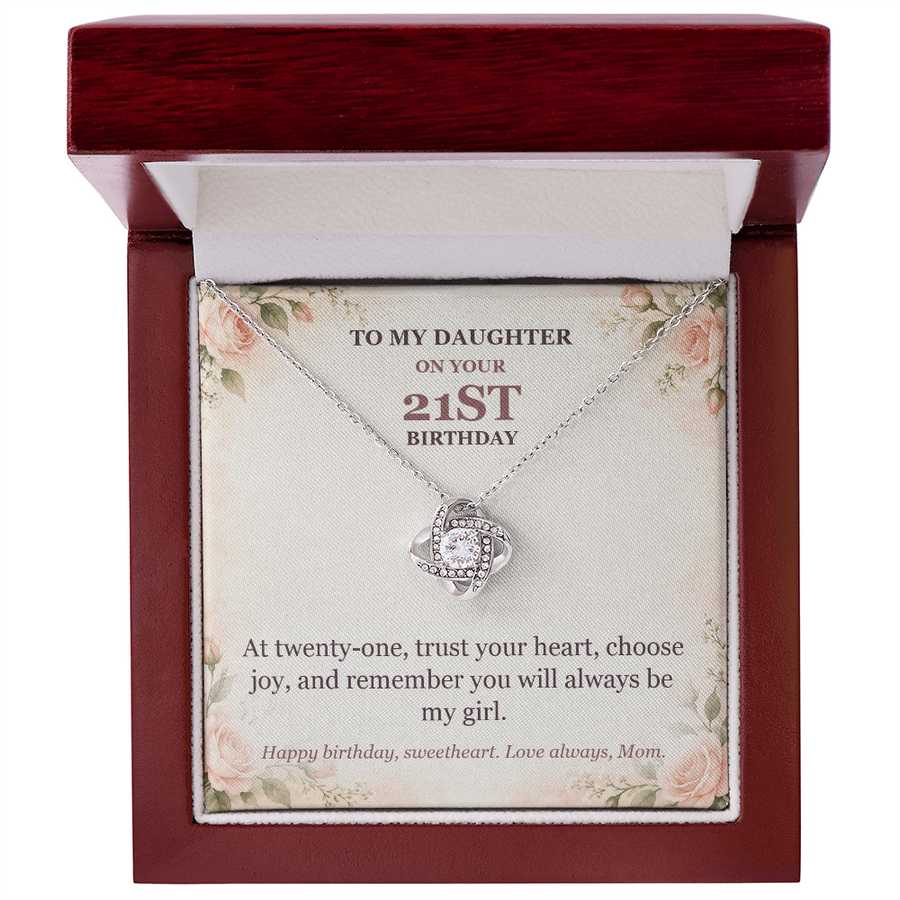 To My Daughter 21st Birthday Love Knot Necklace from Mom