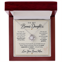 Load image into Gallery viewer, To My Bonus Daughter Love Knot Necklace from Bonus Mom - Beautiful Part of My Story
