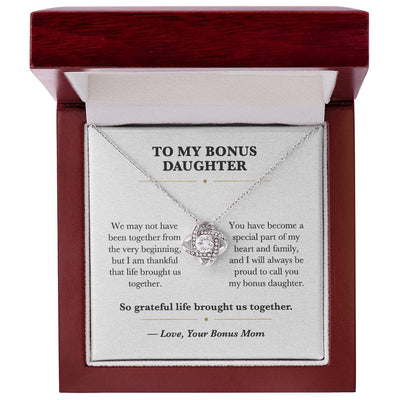 Load image into Gallery viewer, To My Bonus Daughter Love Knot Necklace Gift from Bonus Mom
