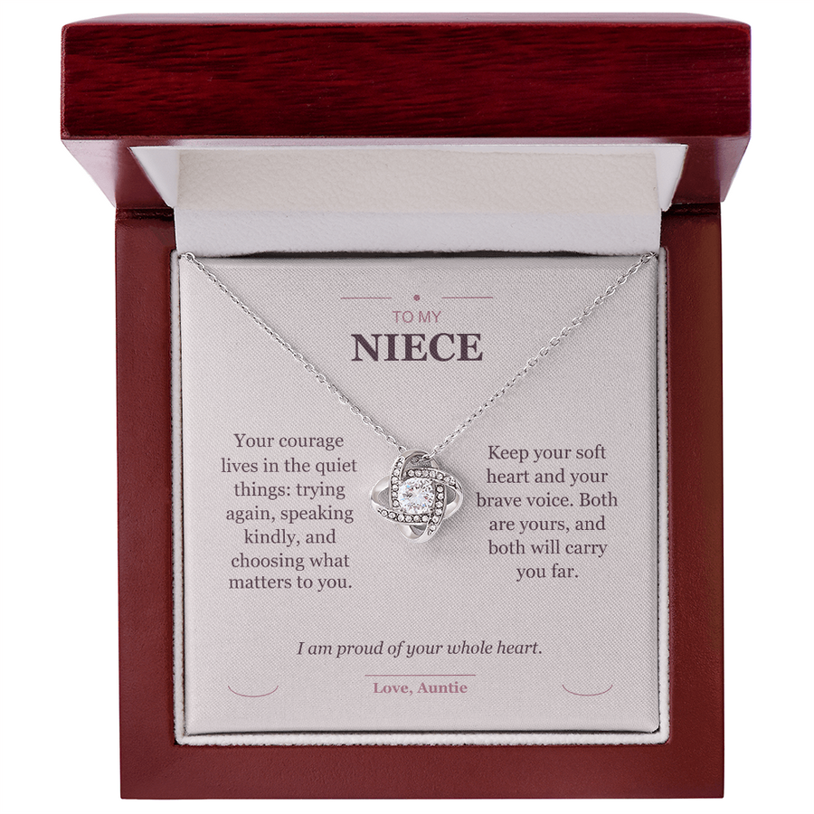 To My Niece, The Brave Little Things - Love Knot Necklace