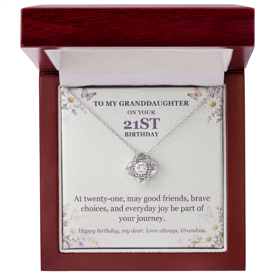 To My Granddaughter 21st Birthday Love Knot Necklace from Grandma
