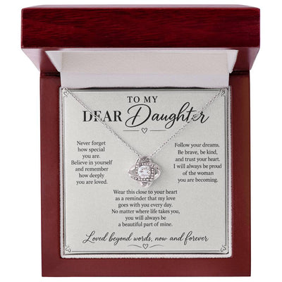 Load image into Gallery viewer, To My Dear Daughter Loved Beyond Words Love Knot Necklace Gift
