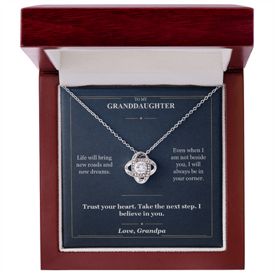 Load image into Gallery viewer, To My Granddaughter Love Knot Necklace from Grandpa | Always in Your Corner
