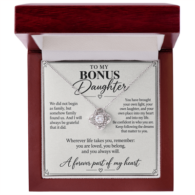 Load image into Gallery viewer, To My Bonus Daughter You Belong Love Knot Necklace Gift
