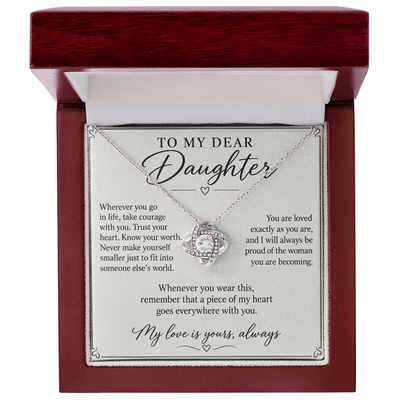 Load image into Gallery viewer, To My Dear Daughter My Love Is Yours Love Knot Necklace Gift
