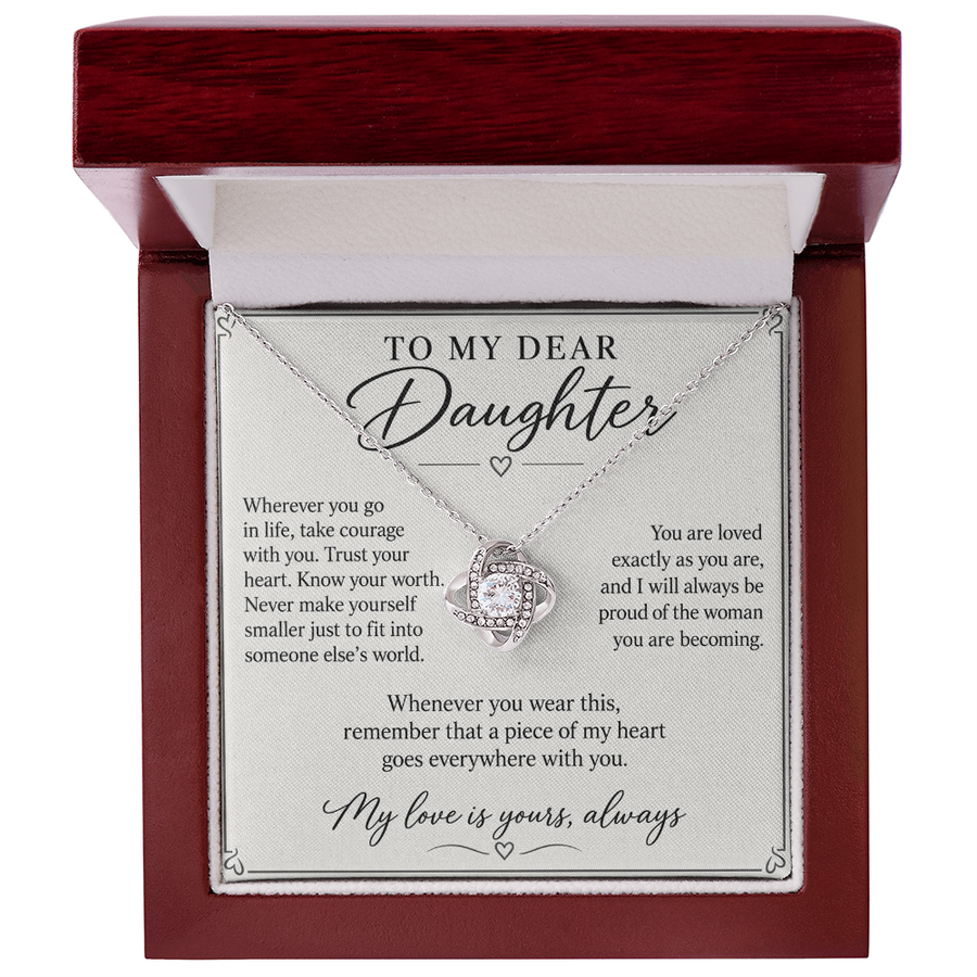 To My Dear Daughter My Love Is Yours Love Knot Necklace Gift